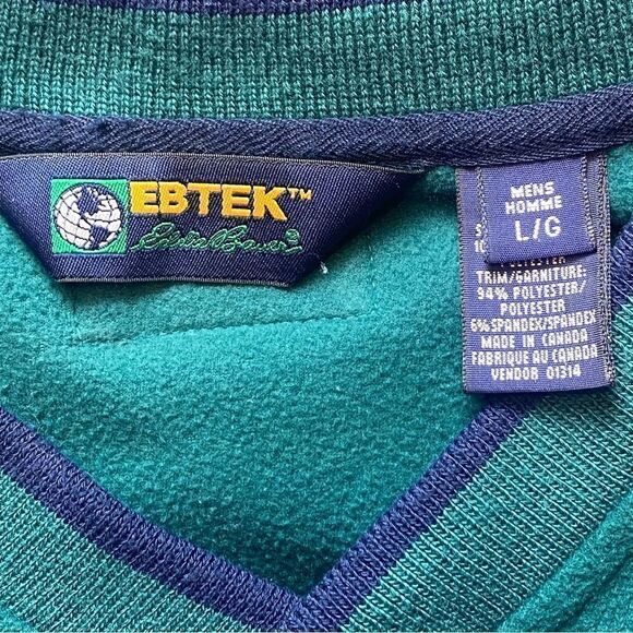 Eddie Bauer EBTEK Green V Neck Fleece Pullover Size Large - Picture 3 of 13